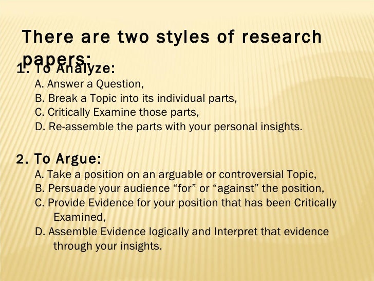 Styles of writing research papers