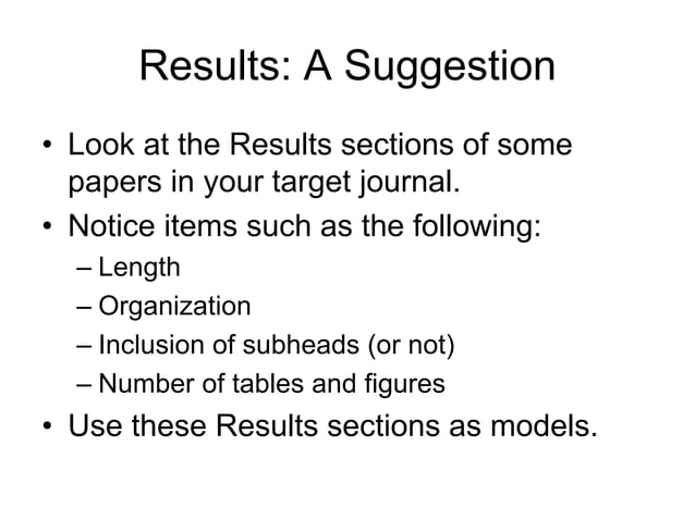 Writing The Results Section And Discussion Ppt Science