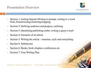 Presentation OverviewSection 1: Getting Started (Writing to prompt, writing to a word limit, brainstorming/clustering/mapping