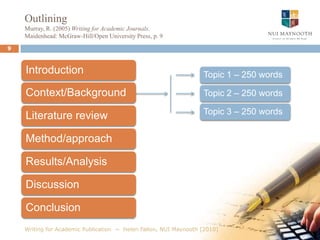 Section 7: Your Writing Plan2Writing for Academic Publication  ~  Helen Fallon, NUI Maynooth [2010]