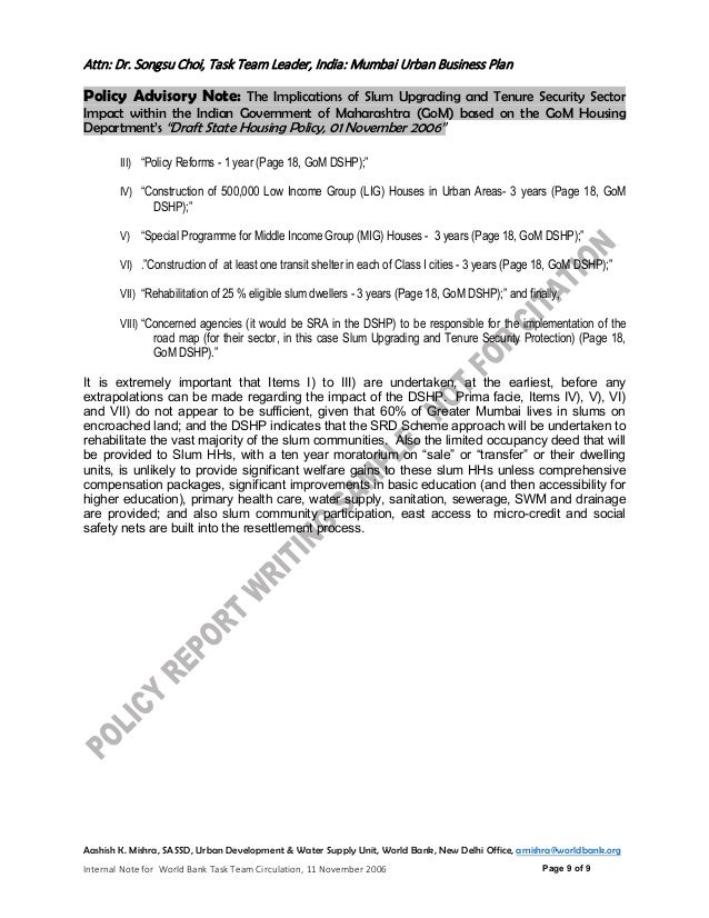 NOT FOR CITATION Policy work report writing sample of