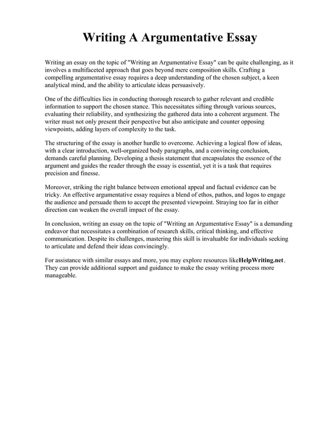 Writing A Argumentative Essay Pdf Homework And Study Education
