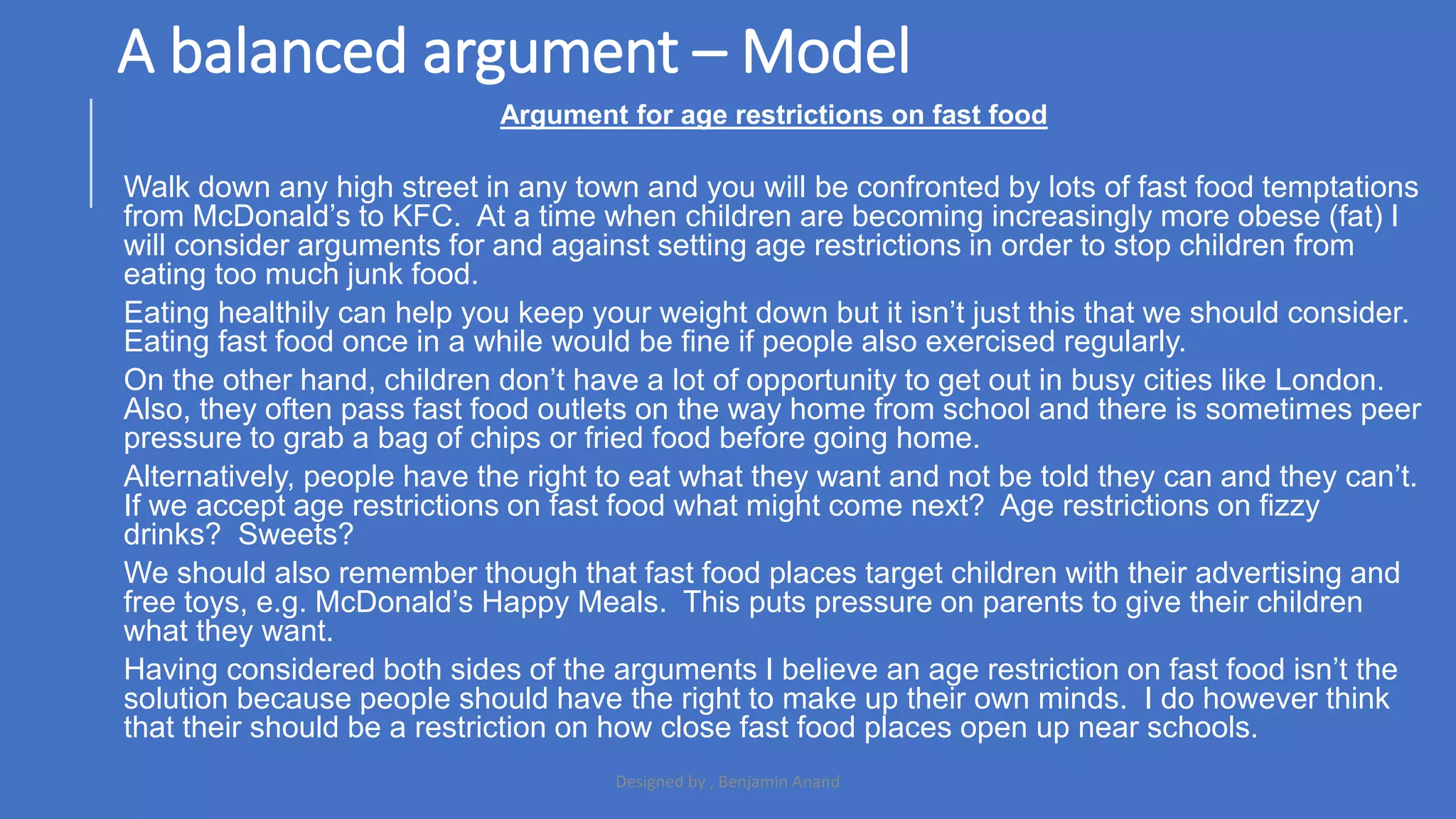 Ks2-Writing a balanced argument | PPT