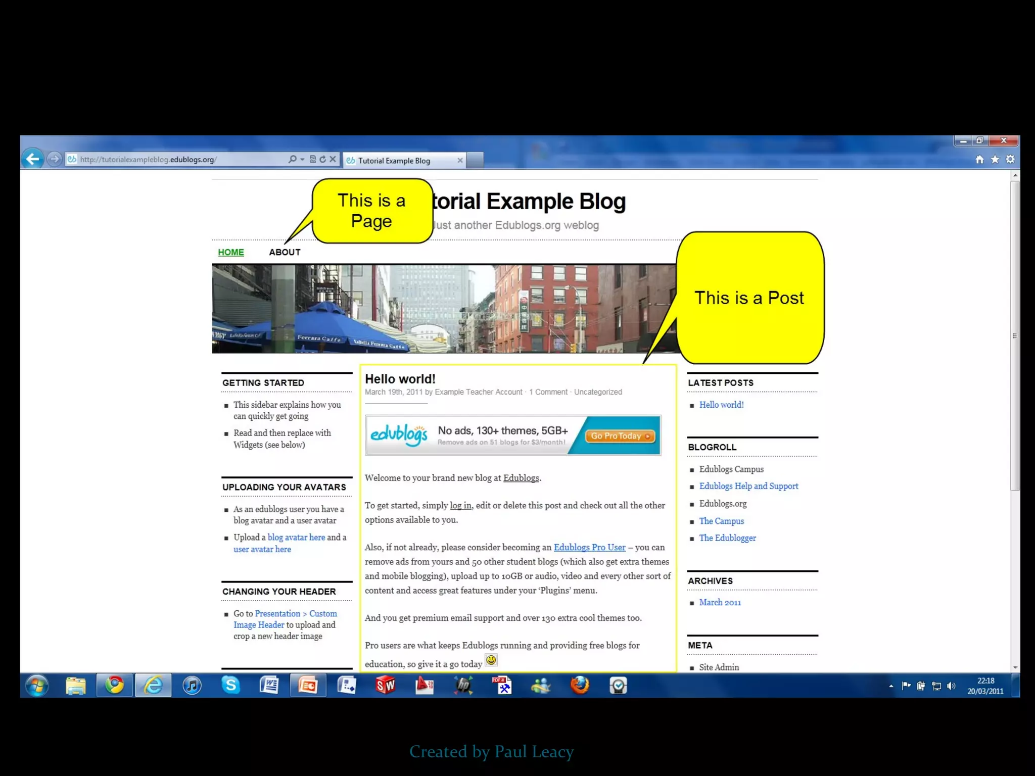 How Your Blog looks by Default Created by Paul Leacy 