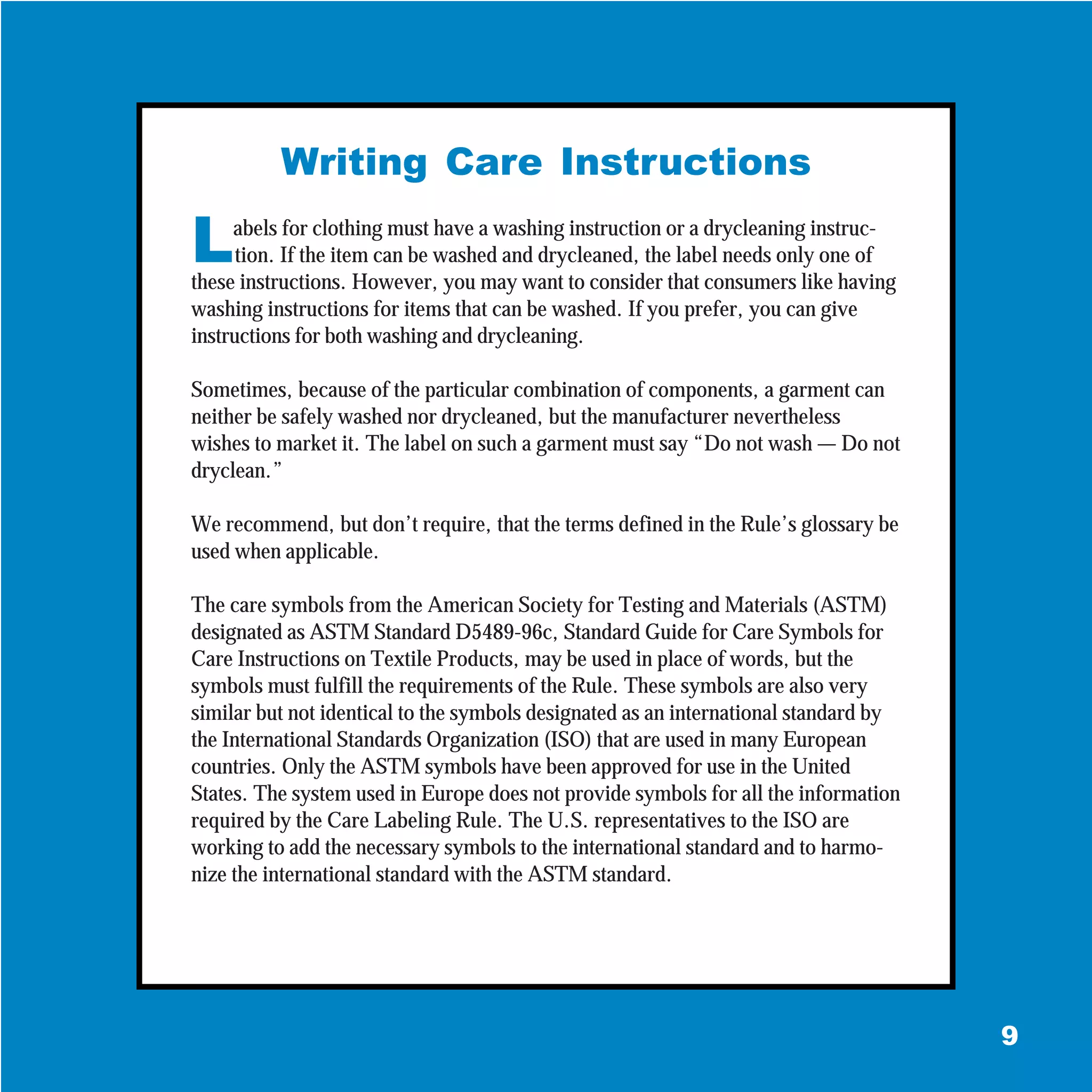 Writing A Care Label