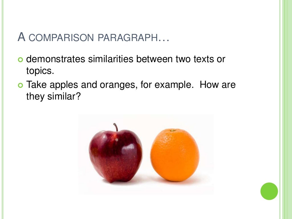 Writing a comparison paragraph