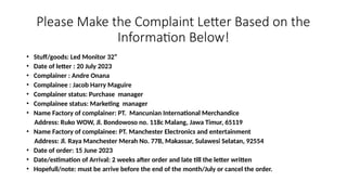 Complainer Name Writing a Complaint Letter in Business Correspondence.pptx