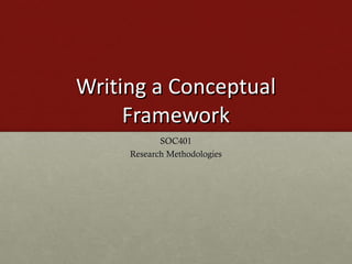 Writing a Conceptual Framework SOC401 Research Methodologies 