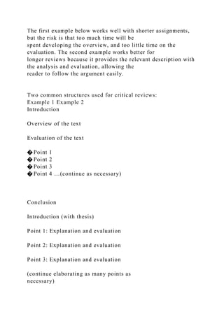 WRITING A CRITICAL REVIEW What is a critical review A .docx