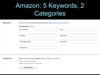 Amazon: 5 Keywords, 2
Categories
 