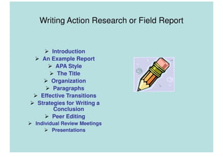 Writing Action Research Or Field Report