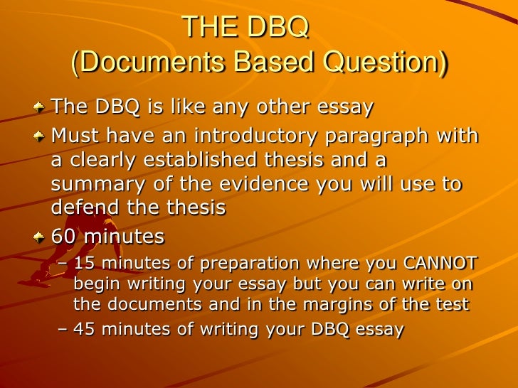 how to write an essay out of a dbq