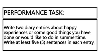 Mechanics of Writing a Diary Entry GR. 3 | PPTX