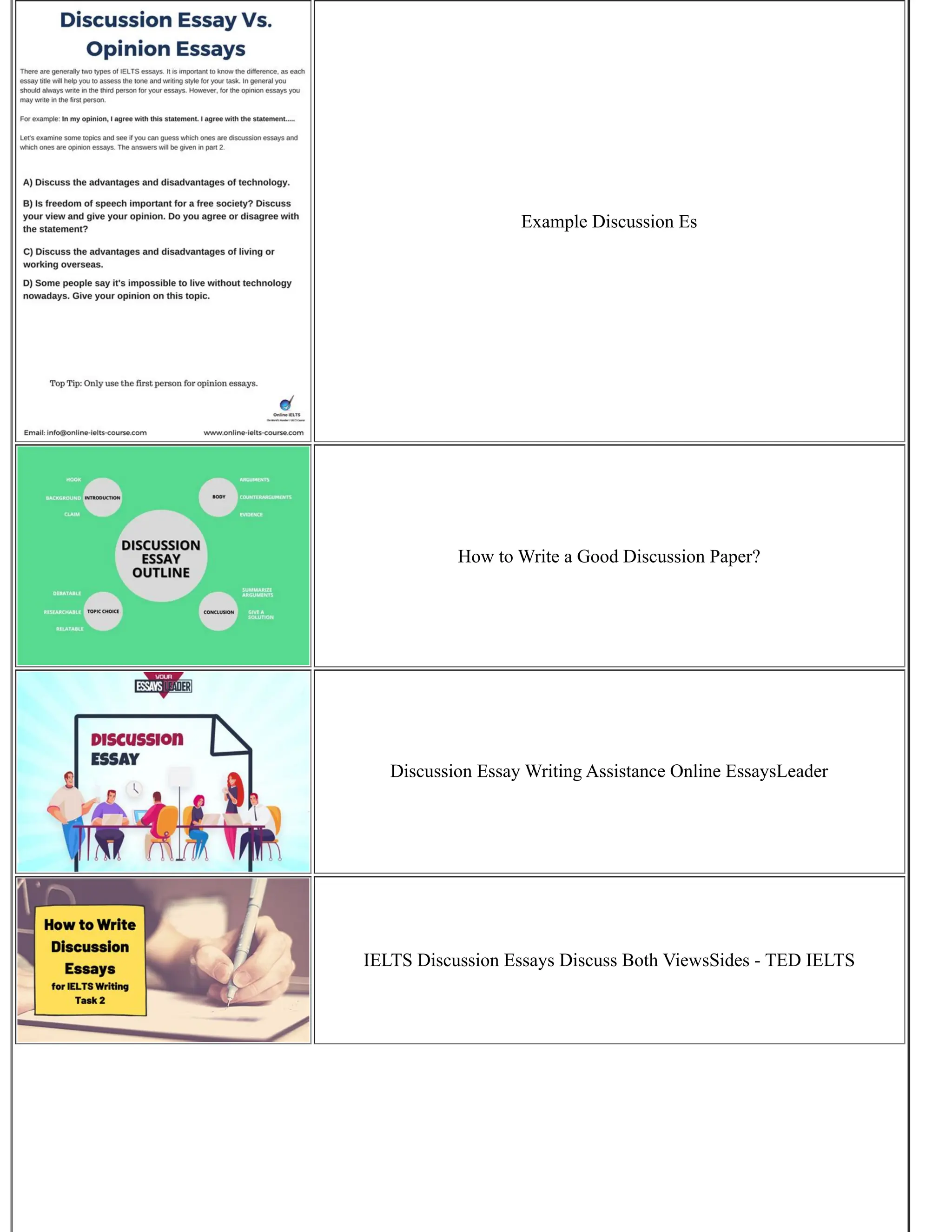 Example Discussion Es
How to Write a Good Discussion Paper?
Discussion Essay Writing Assistance Online EssaysLeader
IELTS Discussion Essays Discuss Both ViewsSides - TED IELTS
 