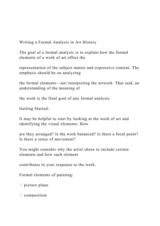 Writing a Formal Analysis in Art History The goal of a for.docx