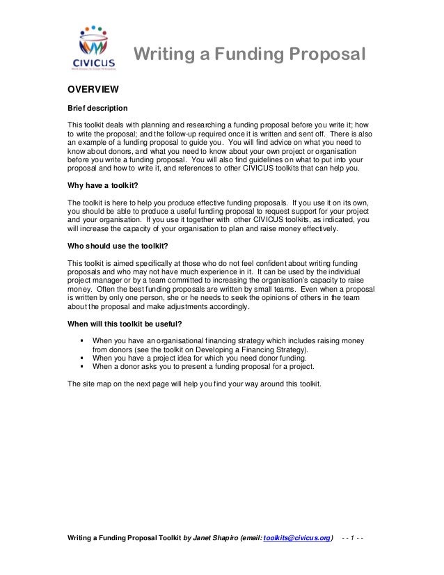 Writing A Funding Proposal Writing A Funding Proposal