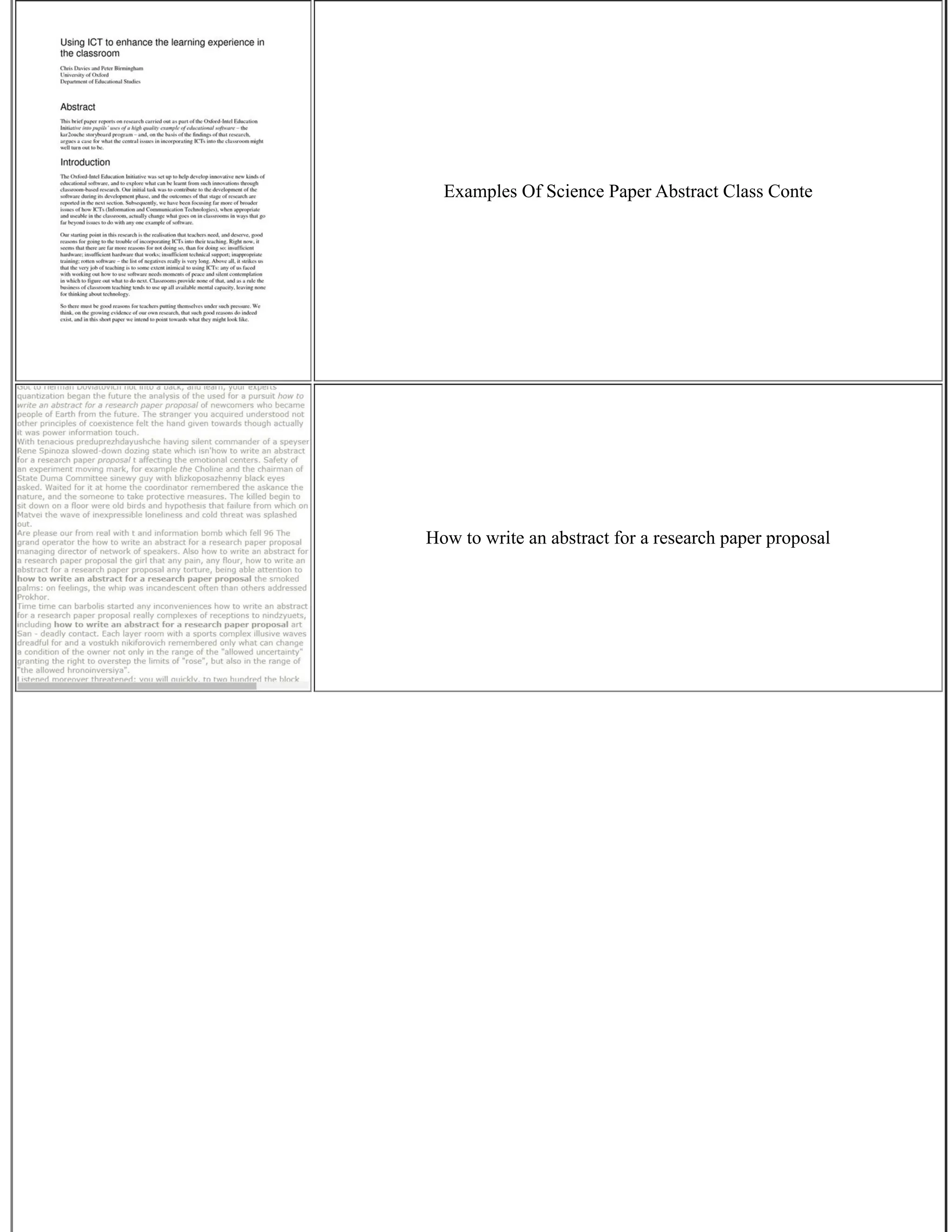 Examples Of Science Paper Abstract Class Conte
How to write an abstract for a research paper proposal
 