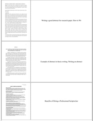 Writing a good abstract for research paper. How to Wr
Example of abstract in thesis writing. Writing an abstract
Benefits of Hiring a Professional Scriptwriter
 