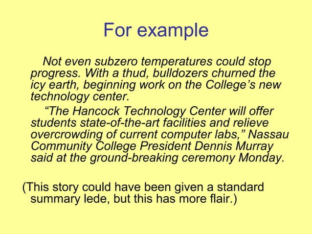 Writing A Good Lead Or Lede