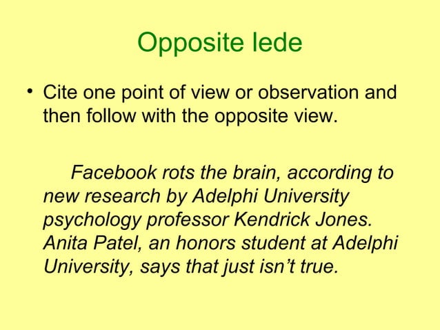 Writing A Good Lead Or Lede