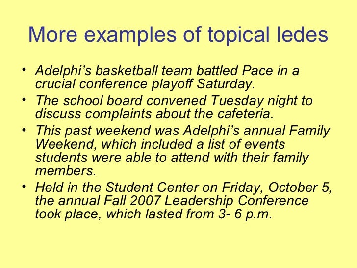 Writing a good lead or lede