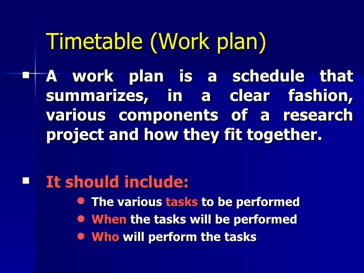 A sample timetable for writing a research proposal