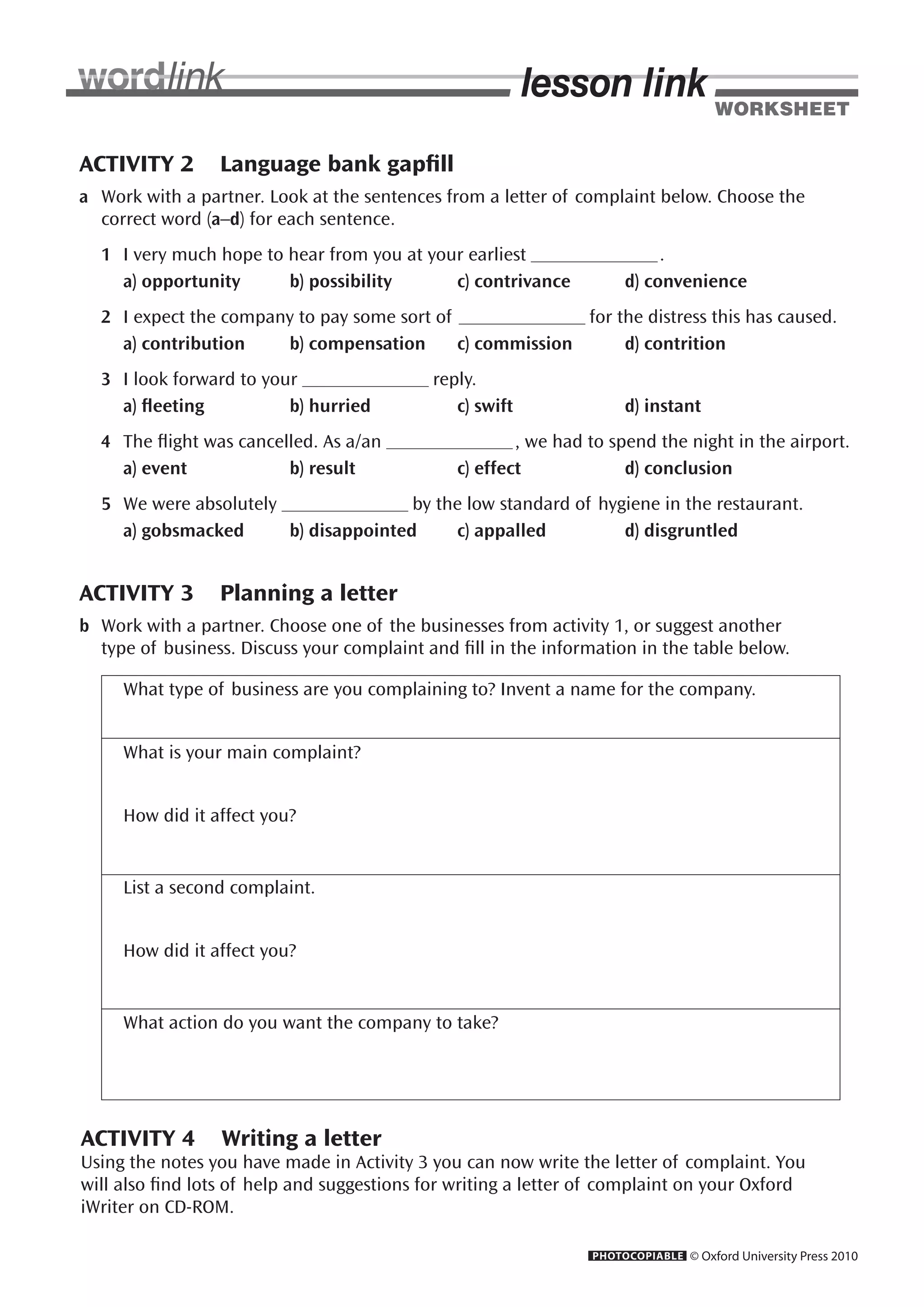 writing a letter of complaint | PDF