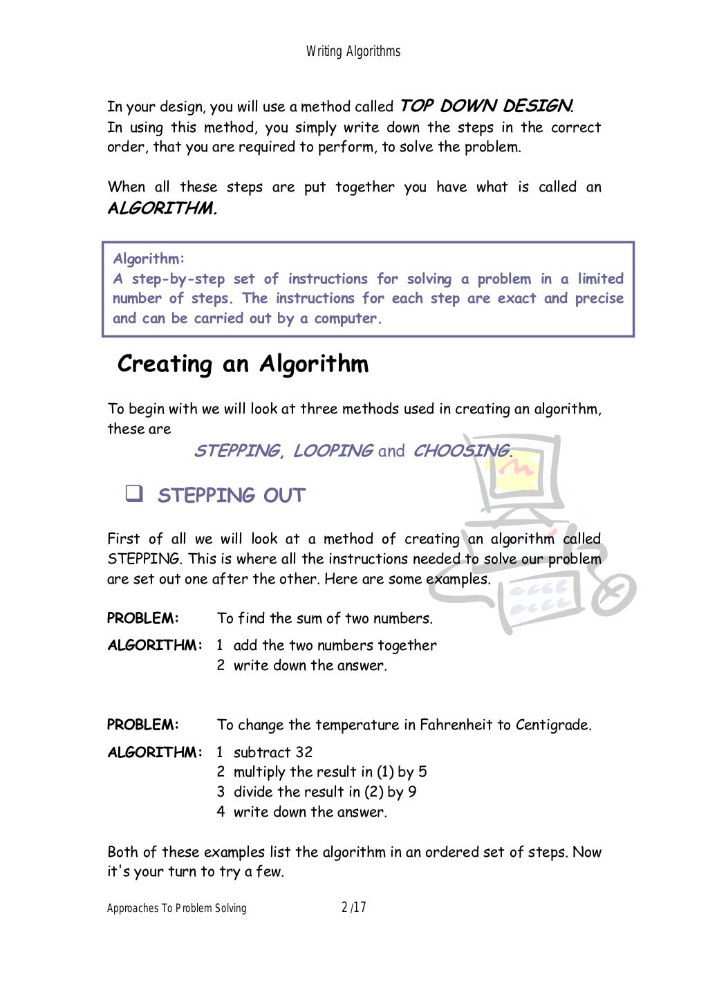 Writing algorithms