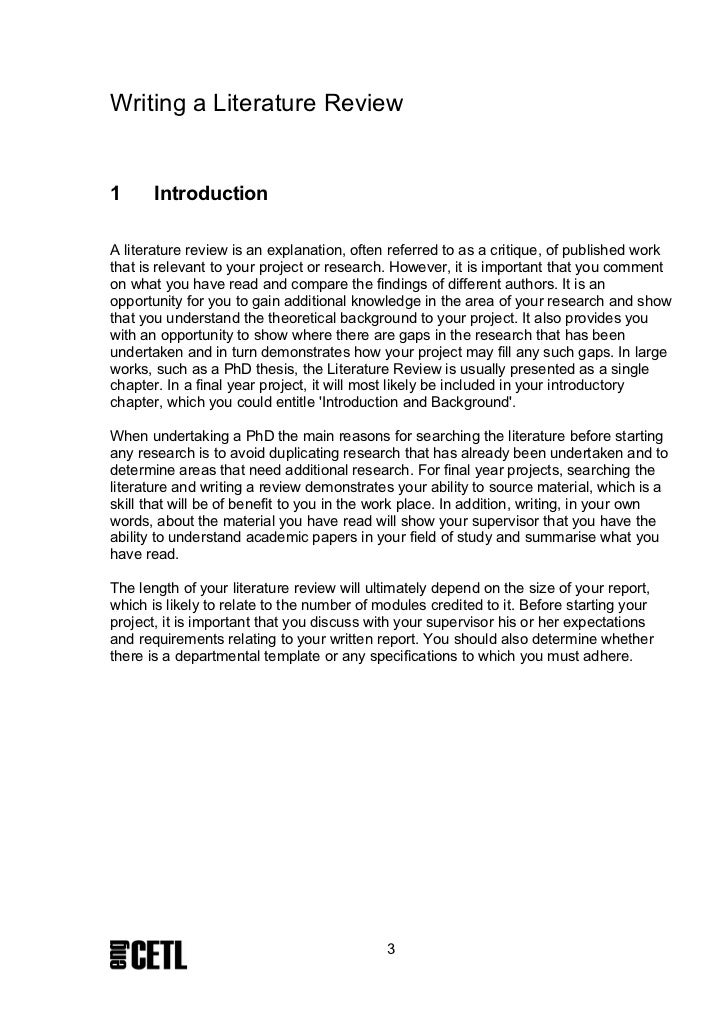 example of introduction for literature review