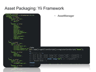 17 
Asset Packaging: Yii Framework 
 AssetManager 
 