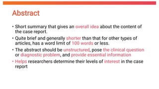 Abstract Case Study Writing A Medical Case Report for database | PDF