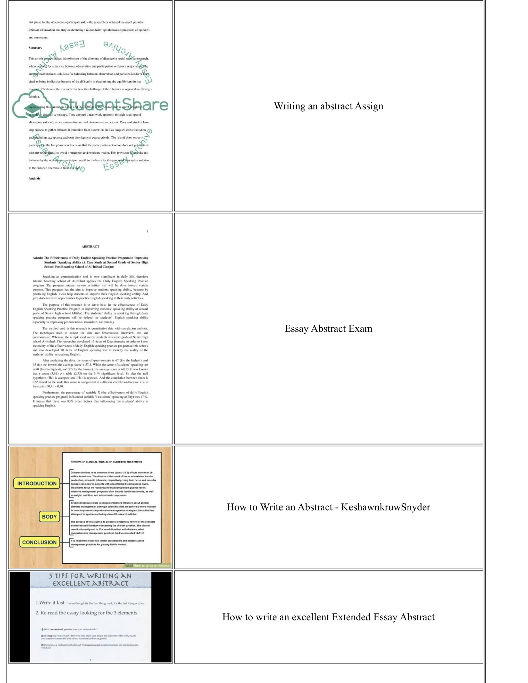 Writing an abstract Assign
Essay Abstract Exam
How to Write an Abstract - KeshawnkruwSnyder
How to write an excellent Extended Essay Abstract
 