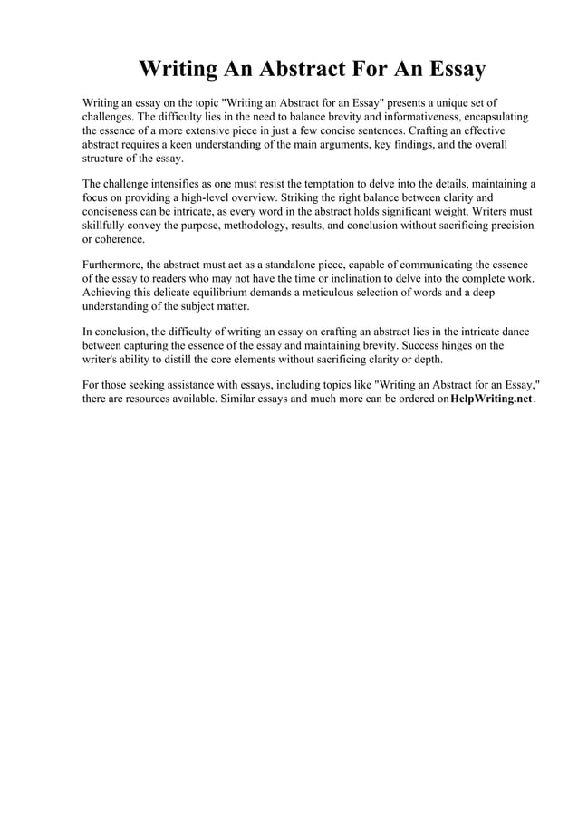 Writing An Abstract For An Essay. How to Write an Abstract: Key ...