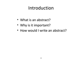 Writing an abstract presentation | PPT