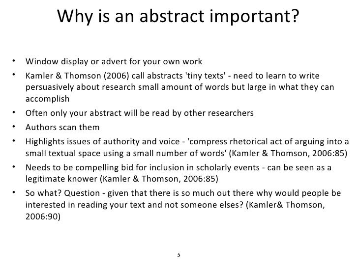 How to write an abstract for a scientific poster presentation