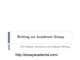Writing an Academic Essay The Purpose and Process of Academic Writing http://essayacademia.com/ 