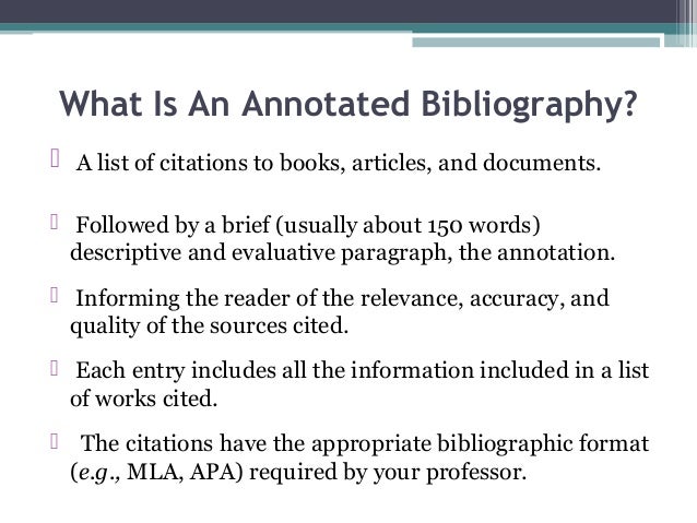 Write a annoted bibliography
