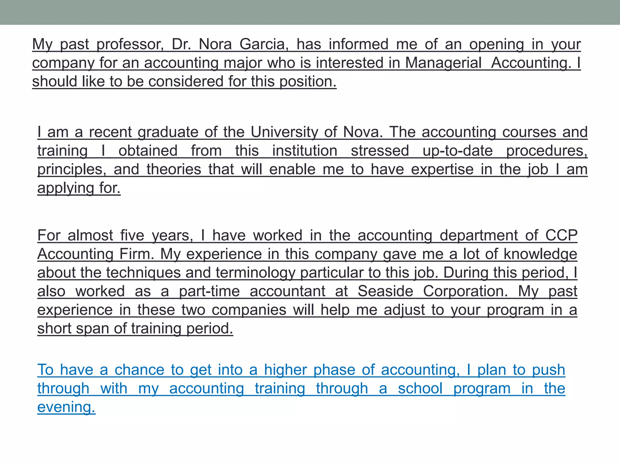 Writing an application letter PPT