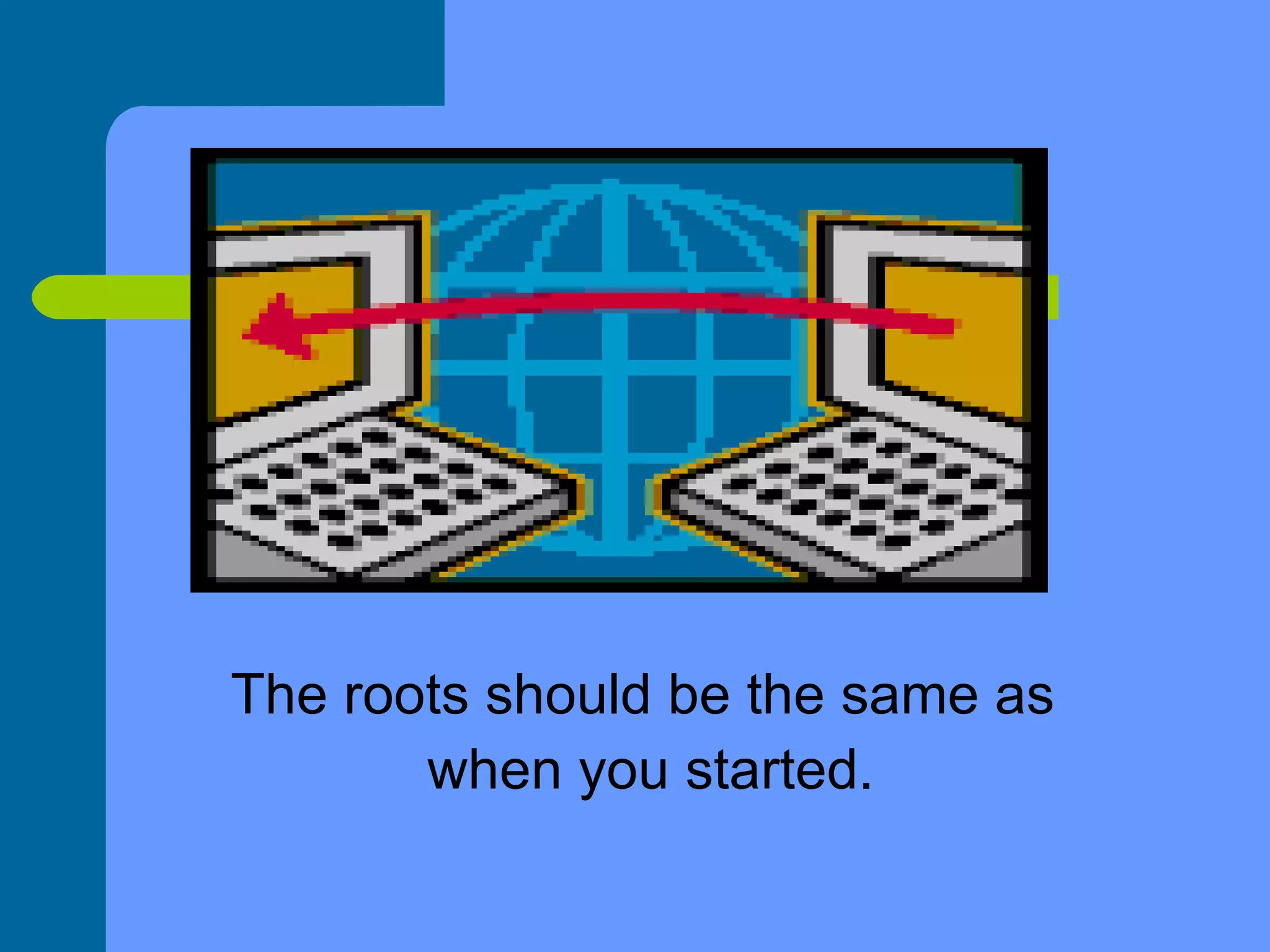 The roots should be the same as  when you started. 