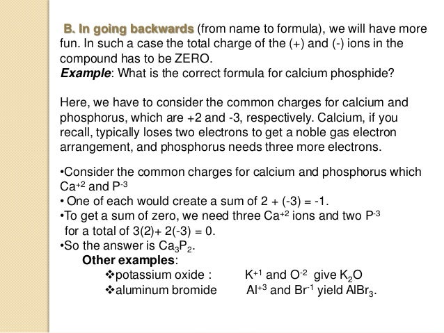 Writing and Naming formula