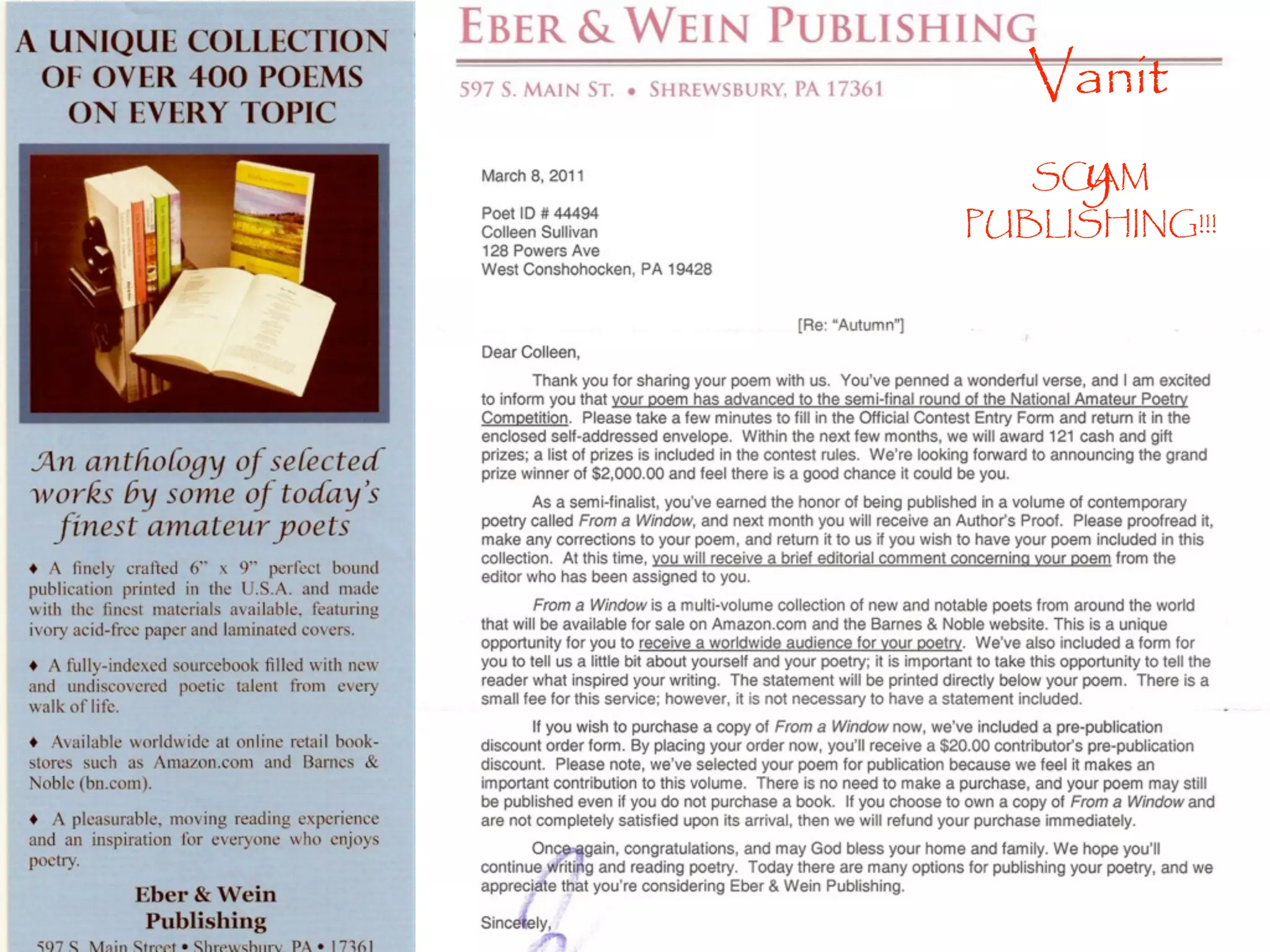 Vanit
      y
   SCAM
PUBLISHING!!!
 