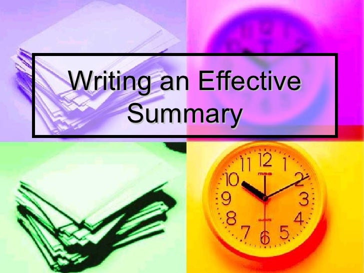 Writing An Effective Summary