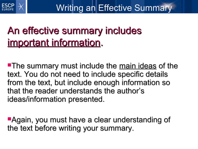 Writing An Effective Summary