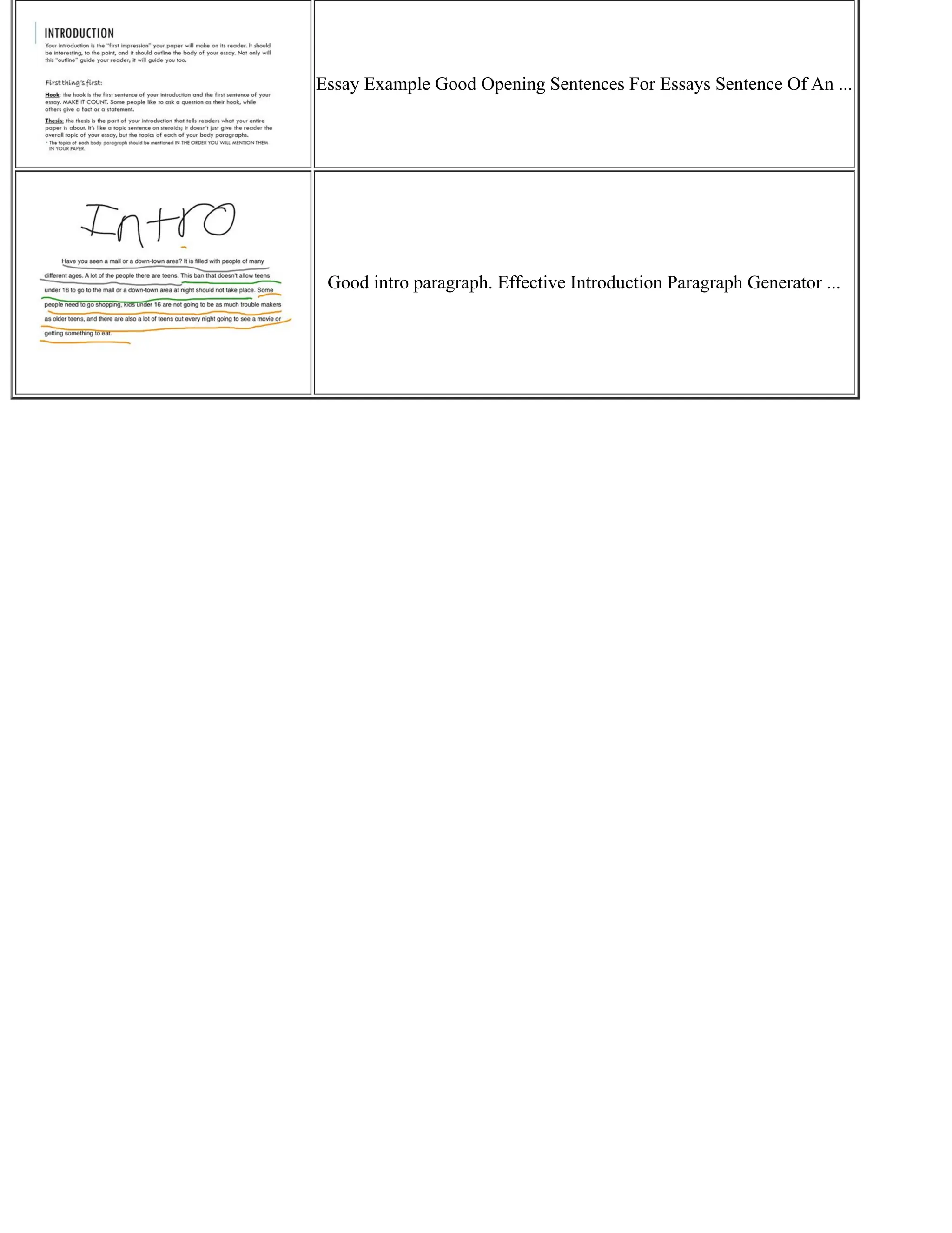 Essay Example Good Opening Sentences For Essays Sentence Of An ...
Good intro paragraph. Effective Introduction Paragraph Generator ...
 