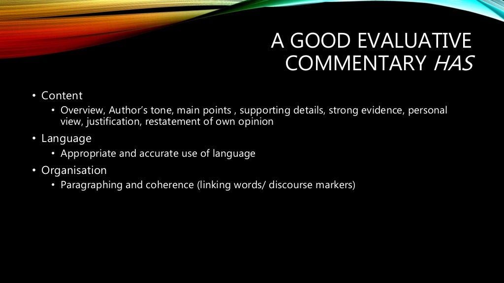 Writing an evaluative commentary