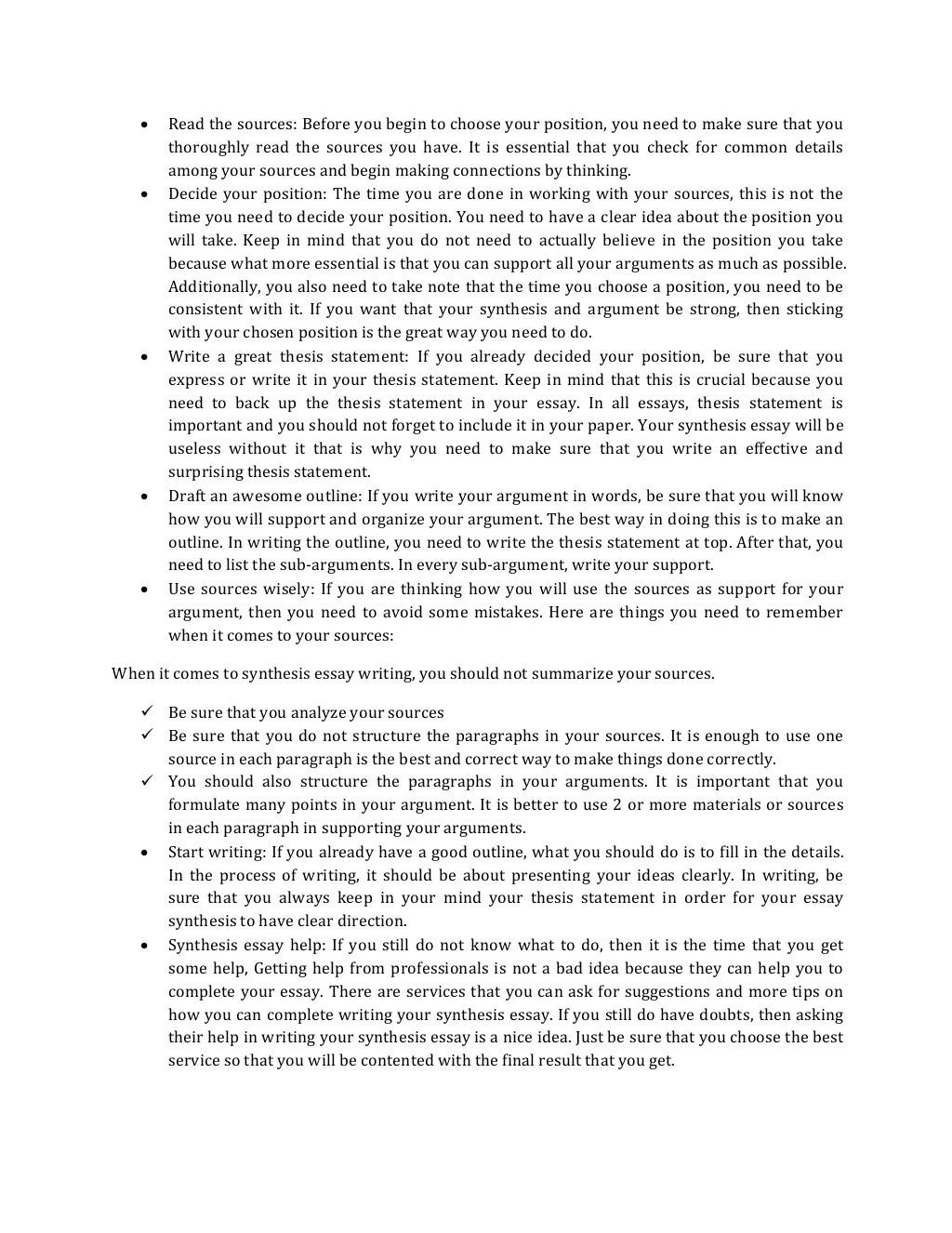 Synthesis essay outline template picture