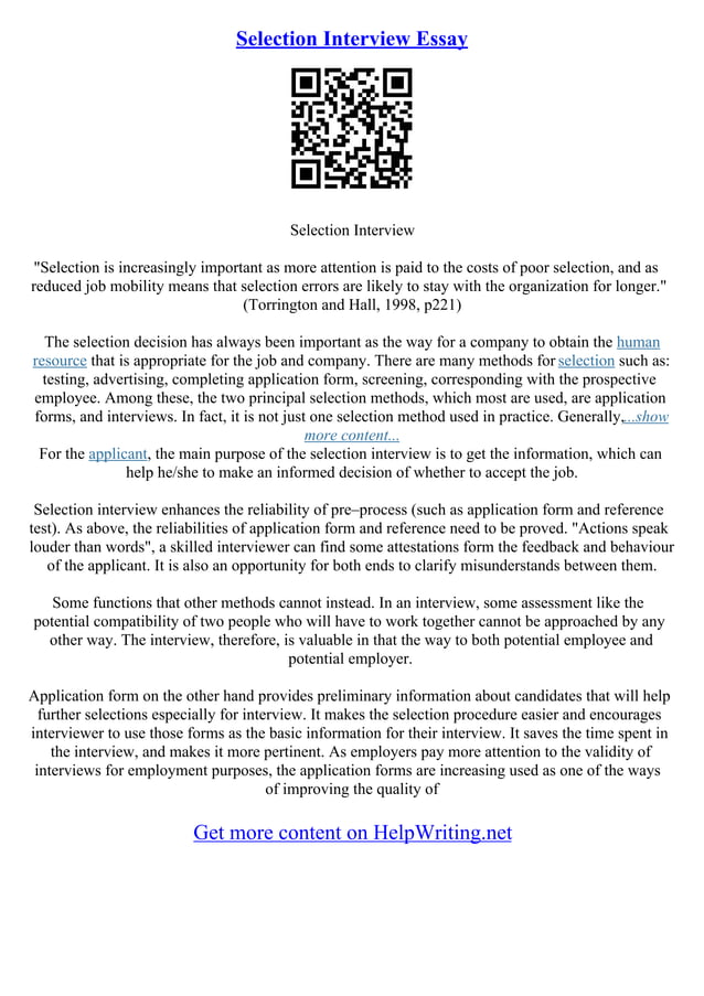 Writing An Interview Essay | PDF