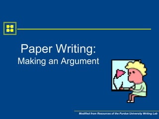Modified from Resources of the Purdue University Writing Lab Paper Writing:Making an Argument 