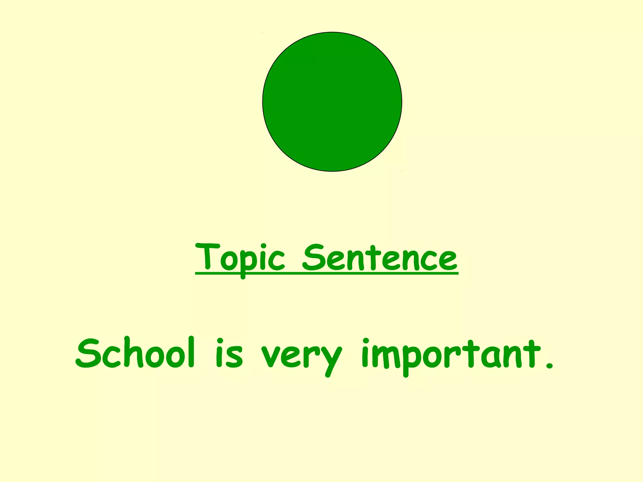School is very important.
Topic Sentence
 