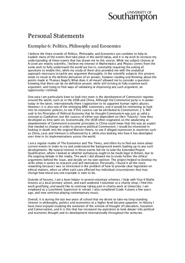 personal statement examples for economics